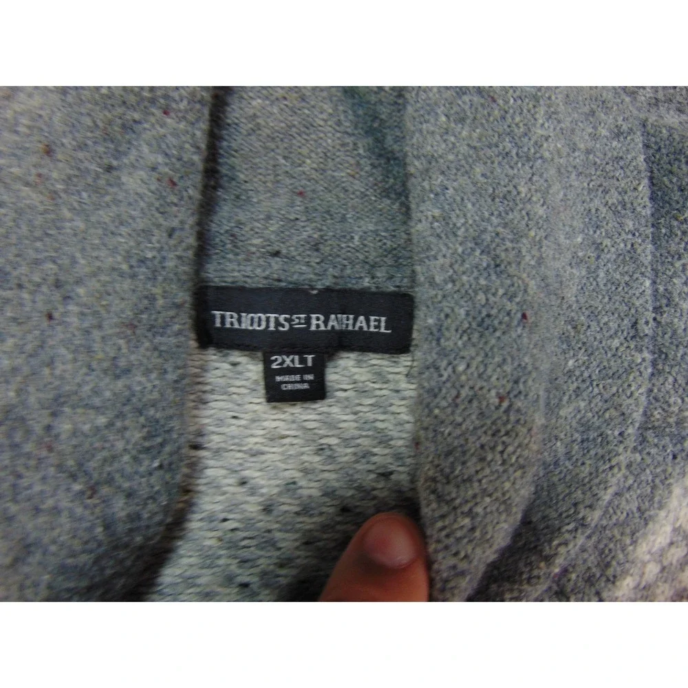 Tricots St Raphael Sweater Mens 2XL Shawl Collar Blue Gray Striped Grandpacore
